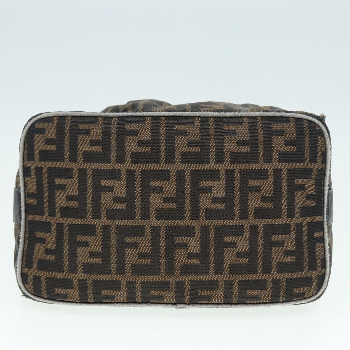 FENDI Zucca Canvas Vanity Hand Bag Brown Black gold89547