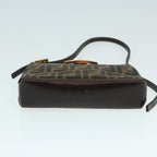 FENDI Zucca Canvas Mamma Baguette Shoulder Bag Gold Black Brown89560