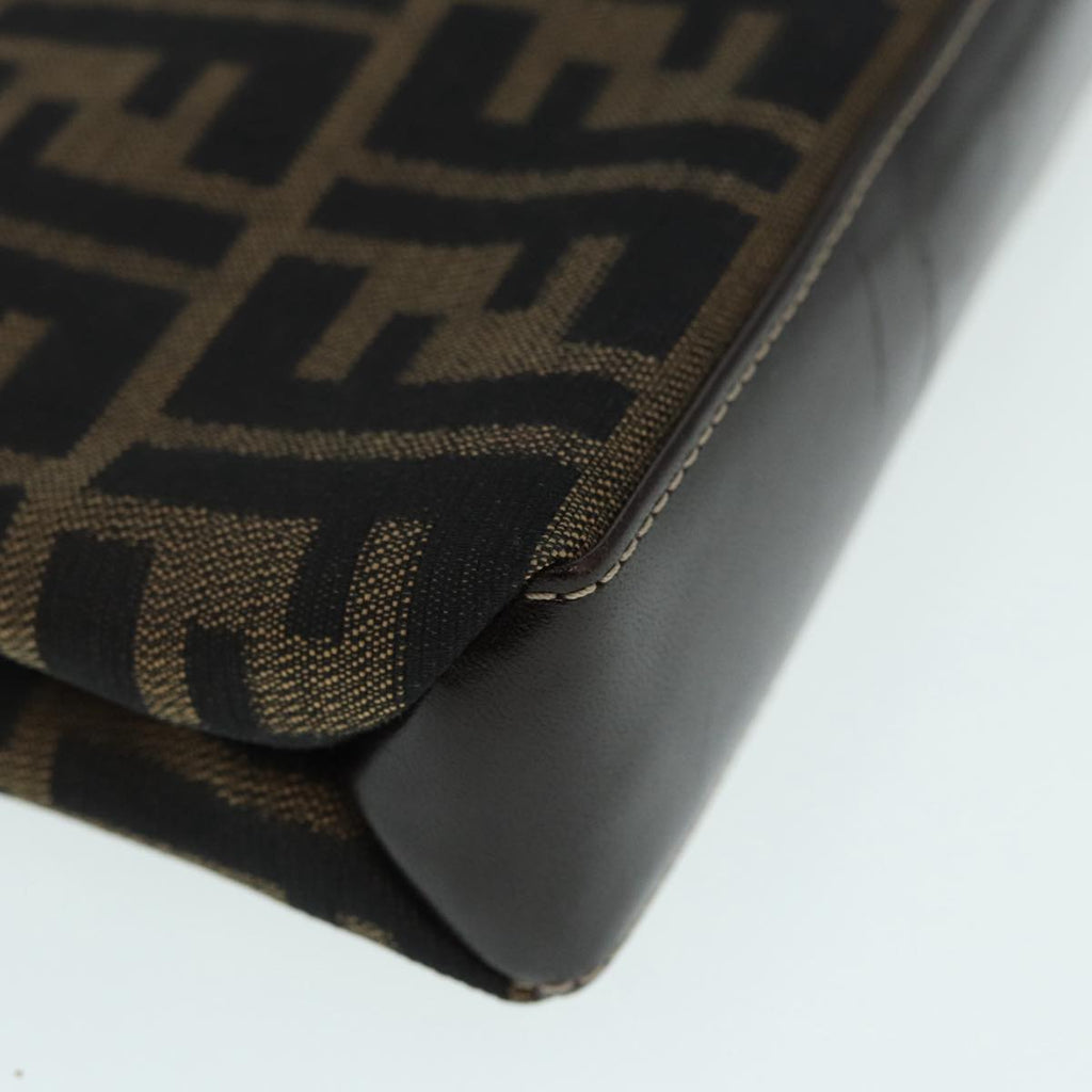 FENDI Zucca Canvas Mamma Baguette Shoulder Bag Gold Black Brown89560