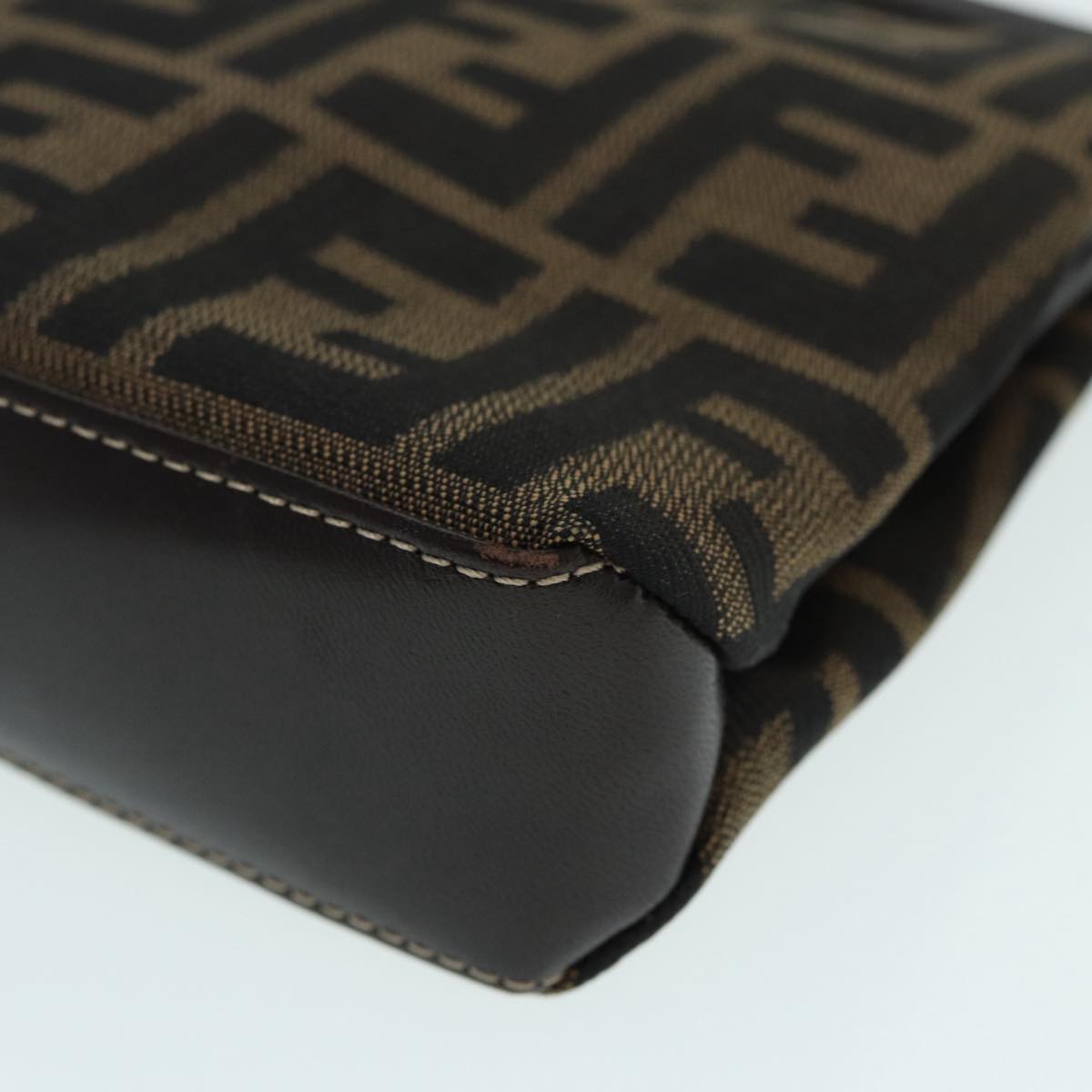 FENDI Zucca Canvas Mamma Baguette Shoulder Bag Gold Black Brown89560