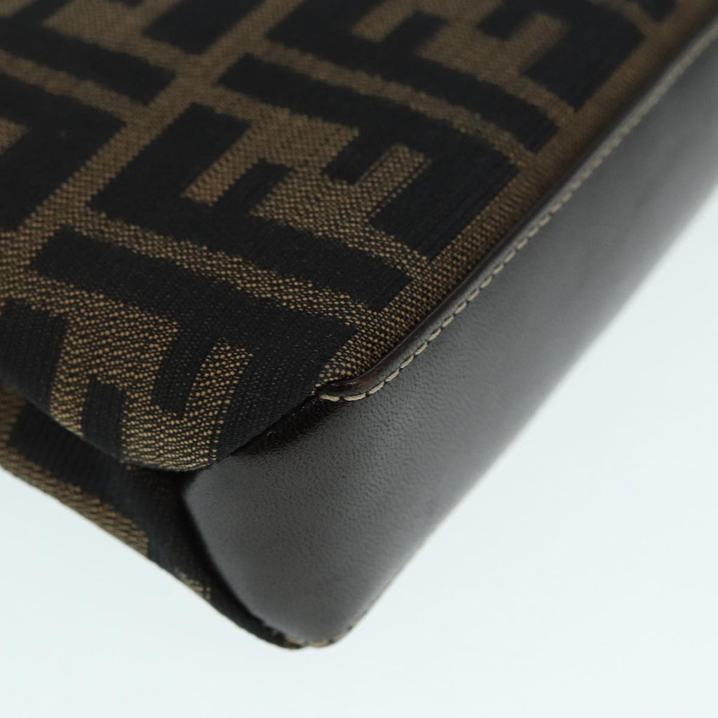 FENDI Zucca Canvas Mamma Baguette Shoulder Bag Gold Black Brown89560