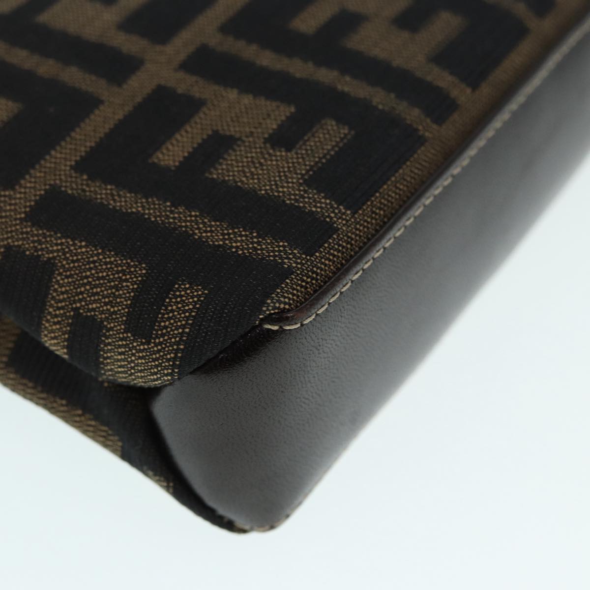 FENDI Zucca Canvas Mamma Baguette Shoulder Bag Gold Black Brown89560