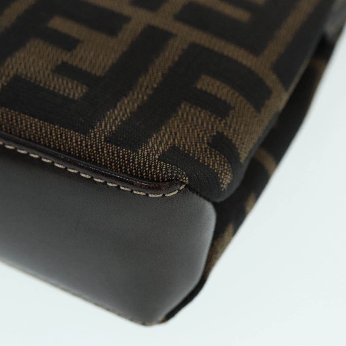 FENDI Zucca Canvas Mamma Baguette Shoulder Bag Gold Black Brown89560