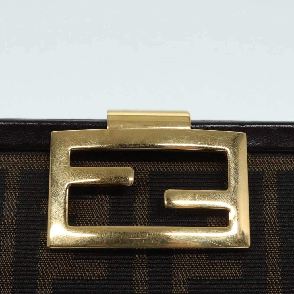 FENDI Zucca Canvas Mamma Baguette Shoulder Bag Gold Black Brown89560