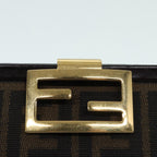 FENDI Zucca Canvas Mamma Baguette Shoulder Bag Gold Black Brown89560