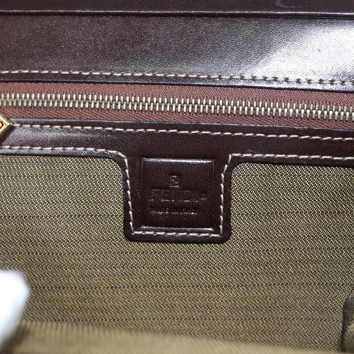 FENDI Zucca Canvas Mamma Baguette Shoulder Bag Gold Black Brown89560