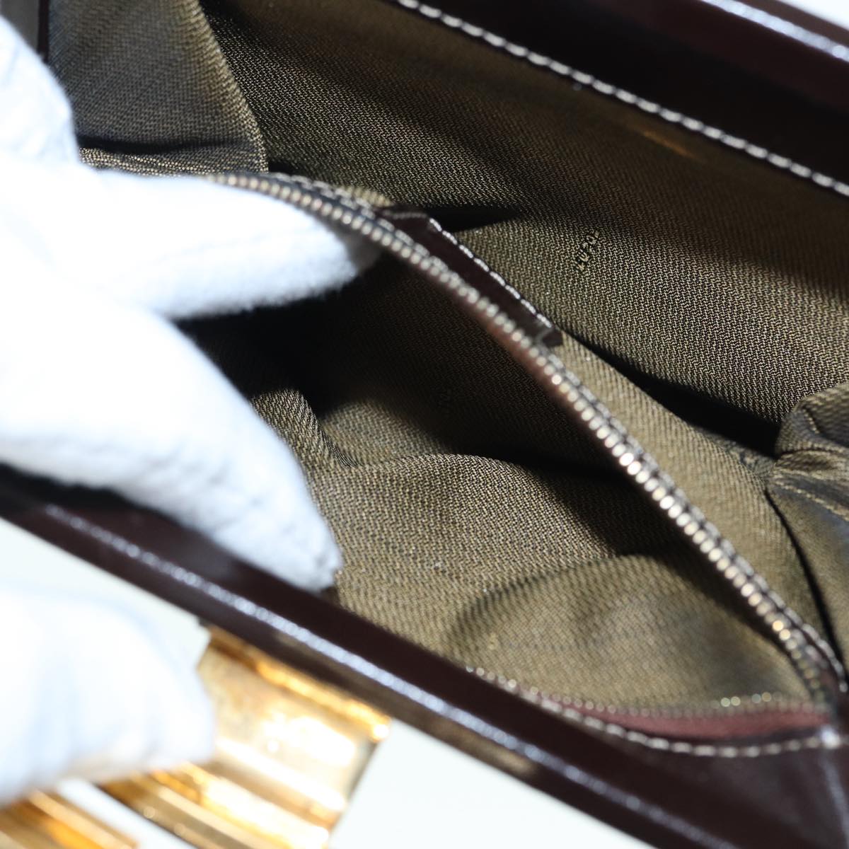 FENDI Zucca Canvas Mamma Baguette Shoulder Bag Gold Black Brown89560