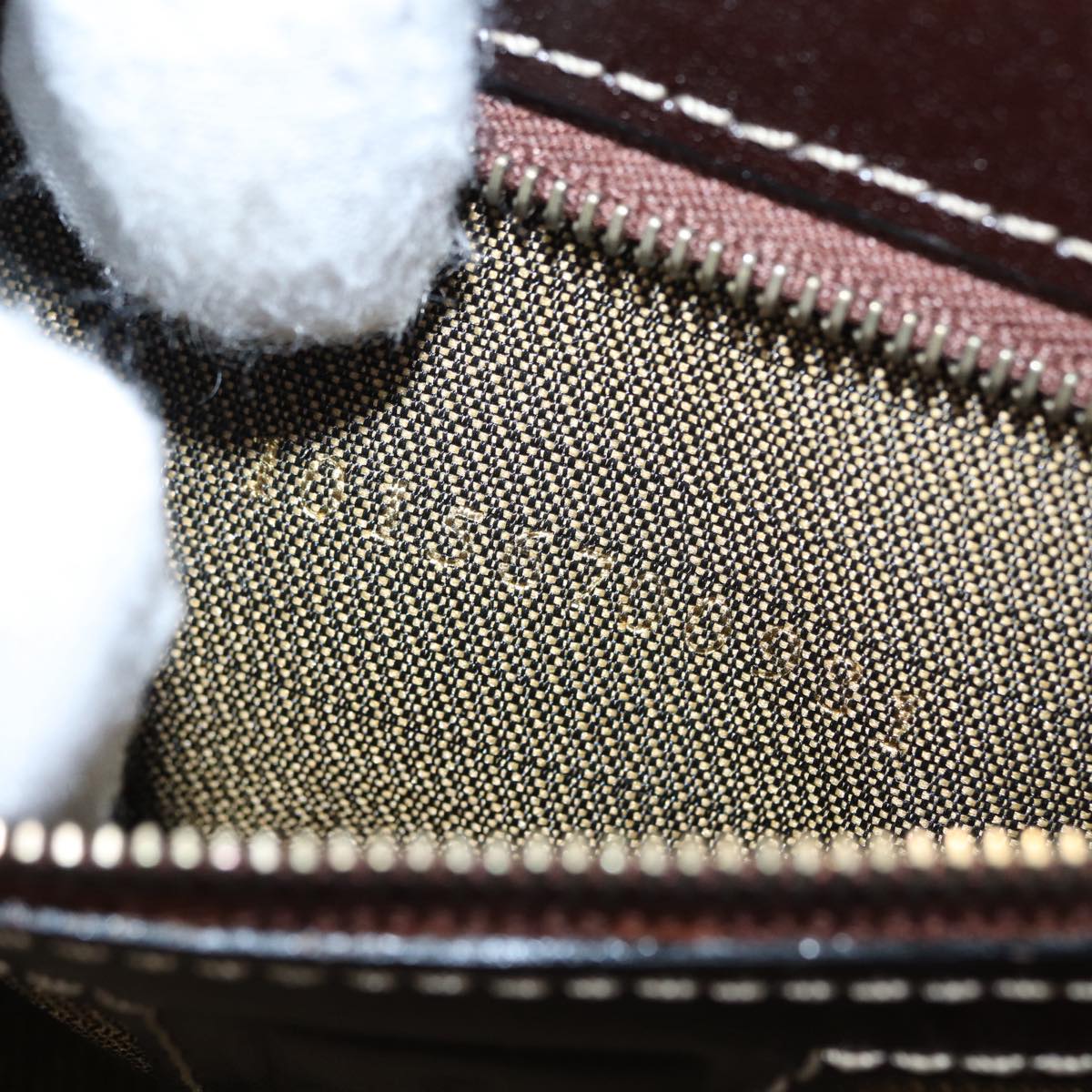 FENDI Zucca Canvas Mamma Baguette Shoulder Bag Gold Black Brown89560