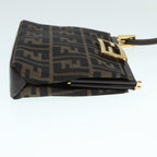 FENDI Zucca Canvas Mamma Baguette Shoulder Bag Gold Black Brown89560