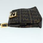 FENDI Zucca Canvas Mamma Baguette Shoulder Bag Gold Black Brown89560