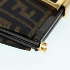 FENDI Zucca Canvas Mamma Baguette Shoulder Bag Gold Black Brown89560