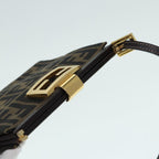 FENDI Zucca Canvas Mamma Baguette Shoulder Bag Gold Black Brown89560