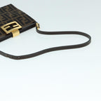FENDI Zucca Canvas Mamma Baguette Shoulder Bag Gold Black Brown89560