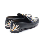 FENDI Loafers Floral pattern Leather Black Multicolor