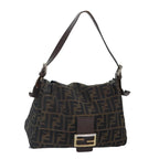 FENDI Zucca Canvas Mamma Baguette Shoulder Bag Brown Black gold89599