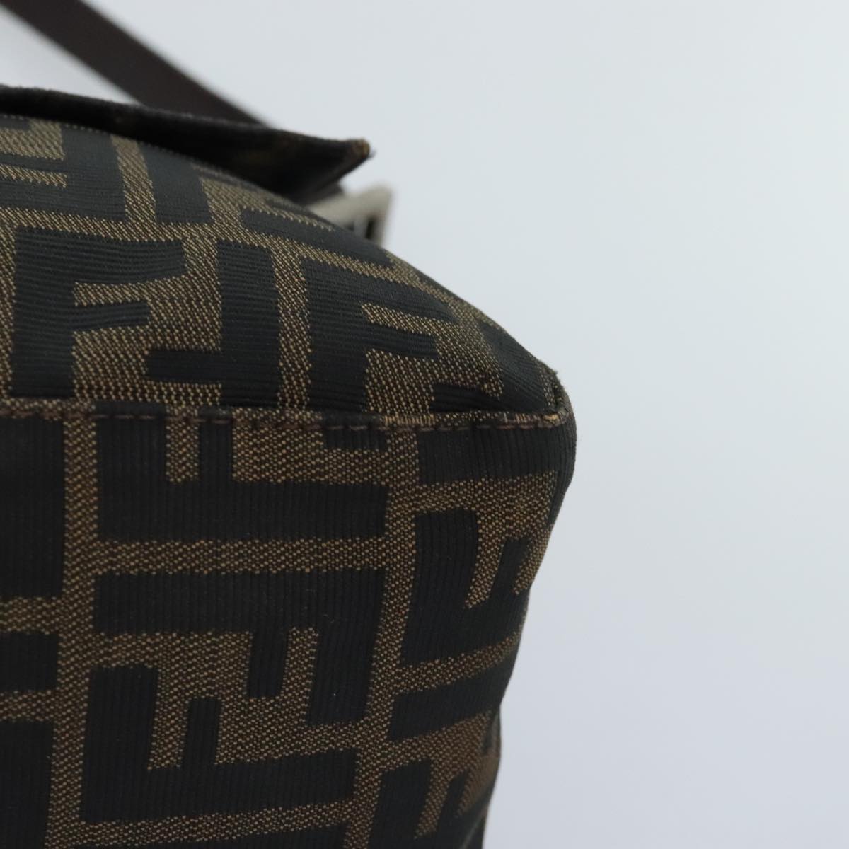 FENDI Zucca Canvas Mamma Baguette Shoulder Bag Brown Black gold89599