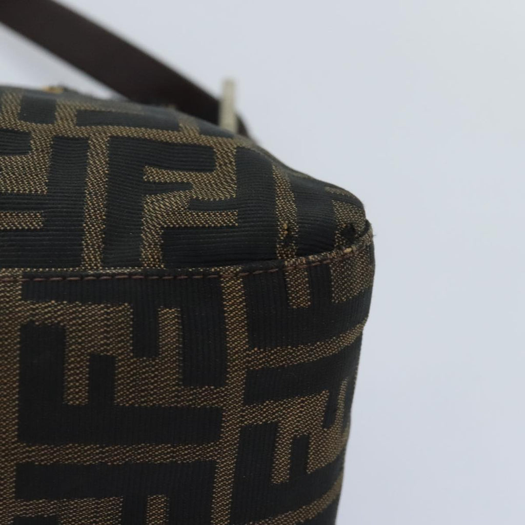 FENDI Zucca Canvas Mamma Baguette Shoulder Bag Brown Black gold89599