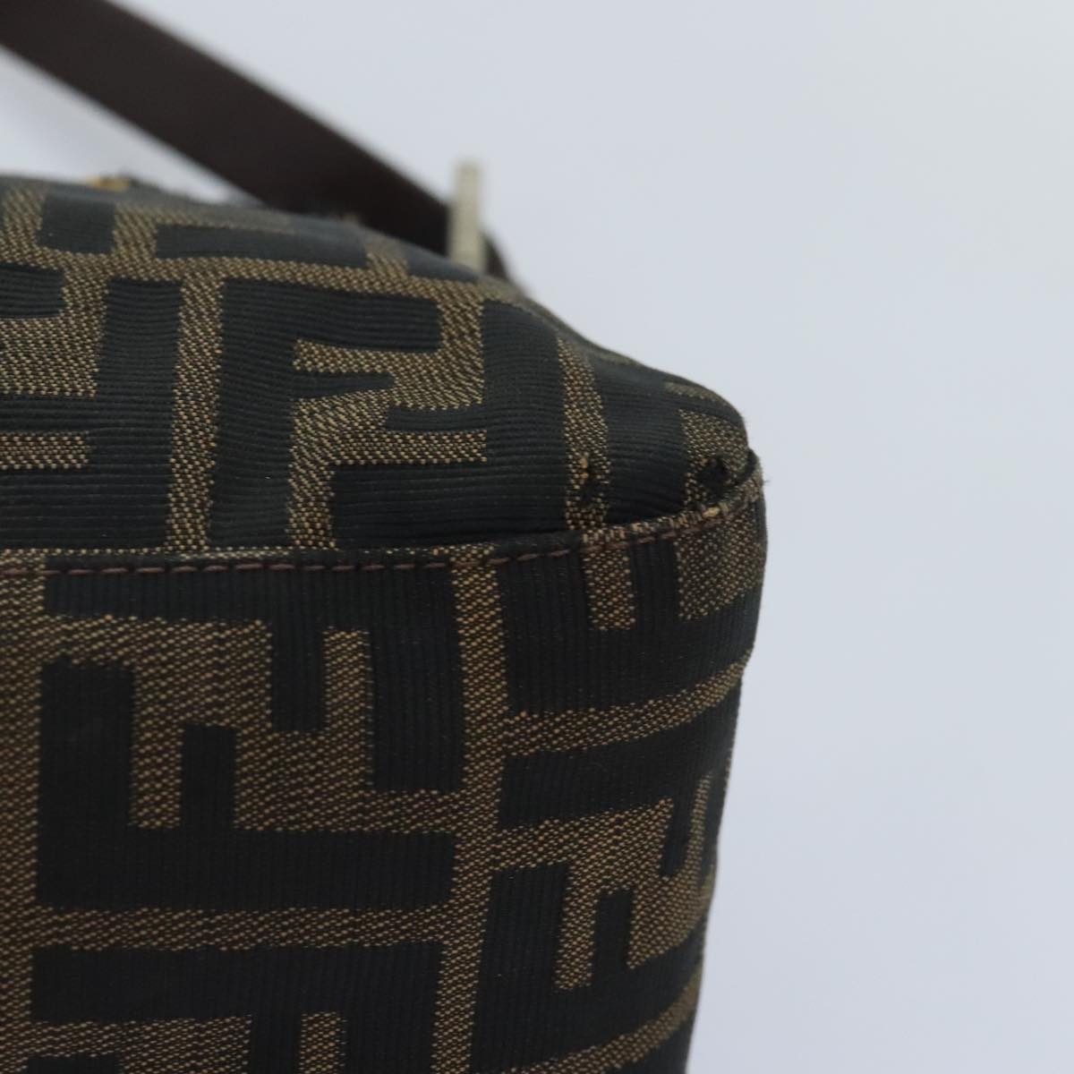FENDI Zucca Canvas Mamma Baguette Shoulder Bag Brown Black gold89599