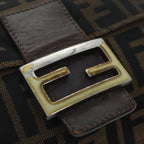 FENDI Zucca Canvas Mamma Baguette Shoulder Bag Brown Black gold89599