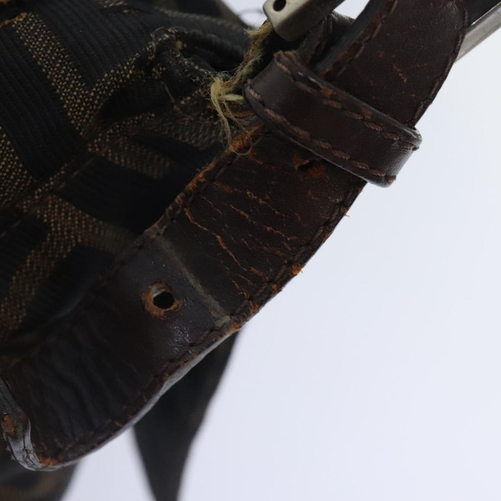 FENDI Zucca Canvas Mamma Baguette Shoulder Bag Brown Black gold89599