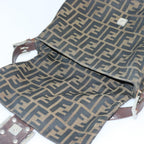 FENDI Zucca Canvas Mamma Baguette Shoulder Bag Brown Black gold89599