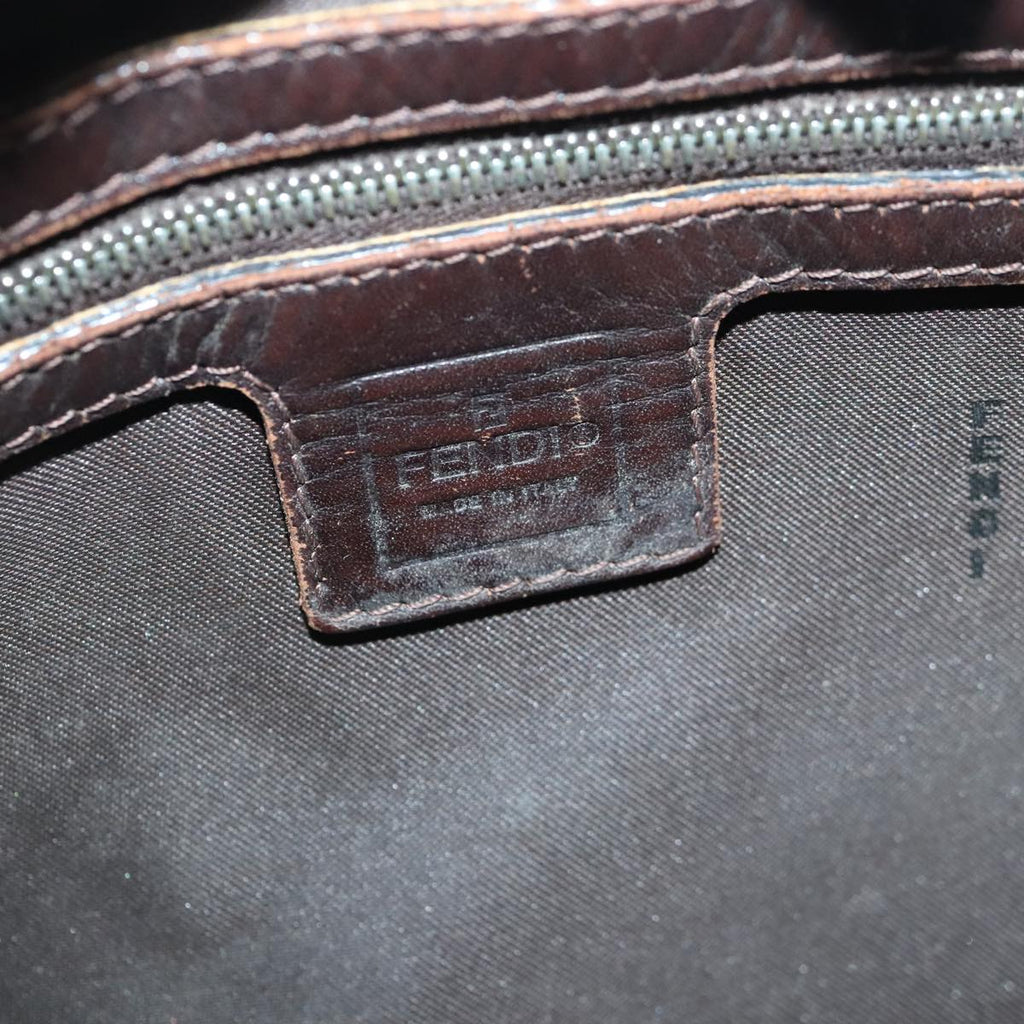 FENDI Zucca Canvas Mamma Baguette Shoulder Bag Brown Black gold89599