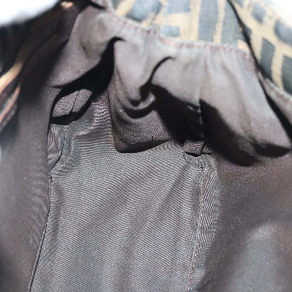 FENDI Zucca Canvas Mamma Baguette Shoulder Bag Brown Black gold89599