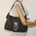 FENDI Zucca Canvas Mamma Baguette Shoulder Bag Brown Black gold89599