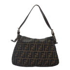 FENDI Zucca Canvas Mamma Baguette Shoulder Bag Brown Black gold89599