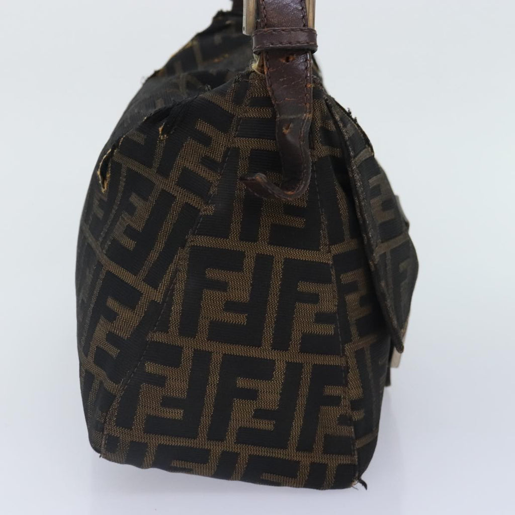 FENDI Zucca Canvas Mamma Baguette Shoulder Bag Brown Black gold89599