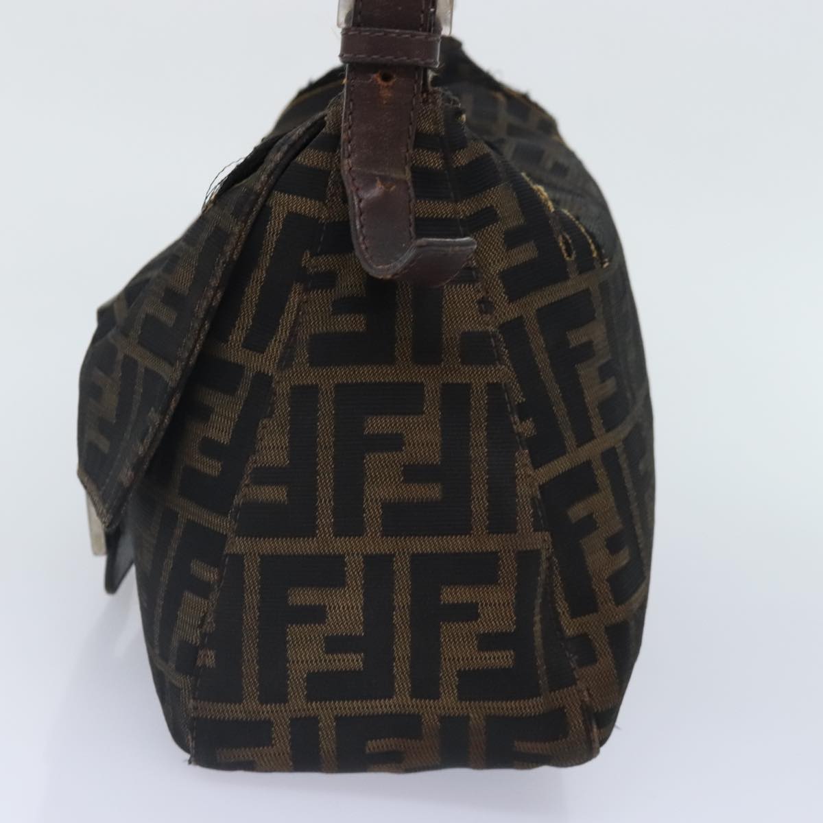 FENDI Zucca Canvas Mamma Baguette Shoulder Bag Brown Black gold89599