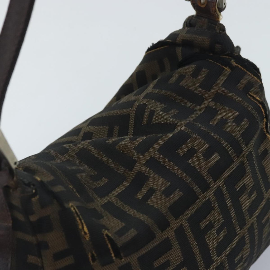 FENDI Zucca Canvas Mamma Baguette Shoulder Bag Brown Black gold89599