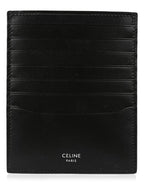 CELINE Silver Logo Vertical Card Wallet Black