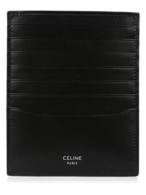 CELINE Silver Logo Vertical Card Wallet Black