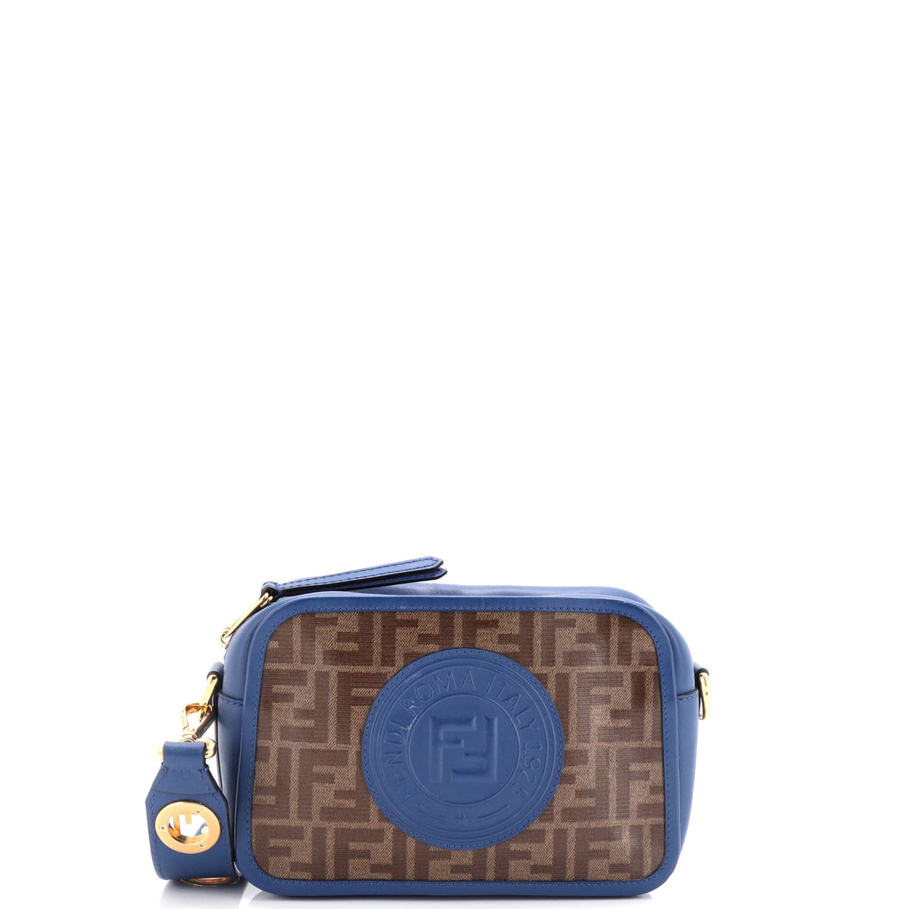 F is Fendi Logo Stamp Camera Bag Zucca Coated Canvas Small