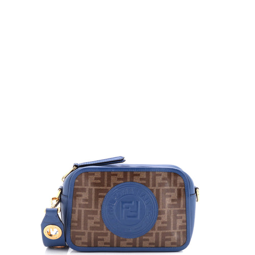 F is Fendi Logo Stamp Camera Bag Zucca Coated Canvas Small
