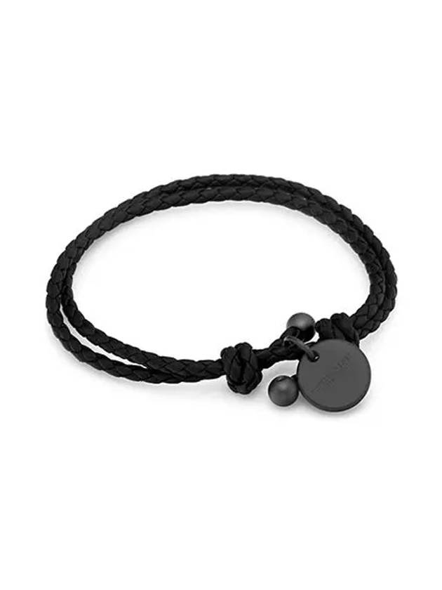 Bottega Veneta Intrecciato Leather Bracelet Black