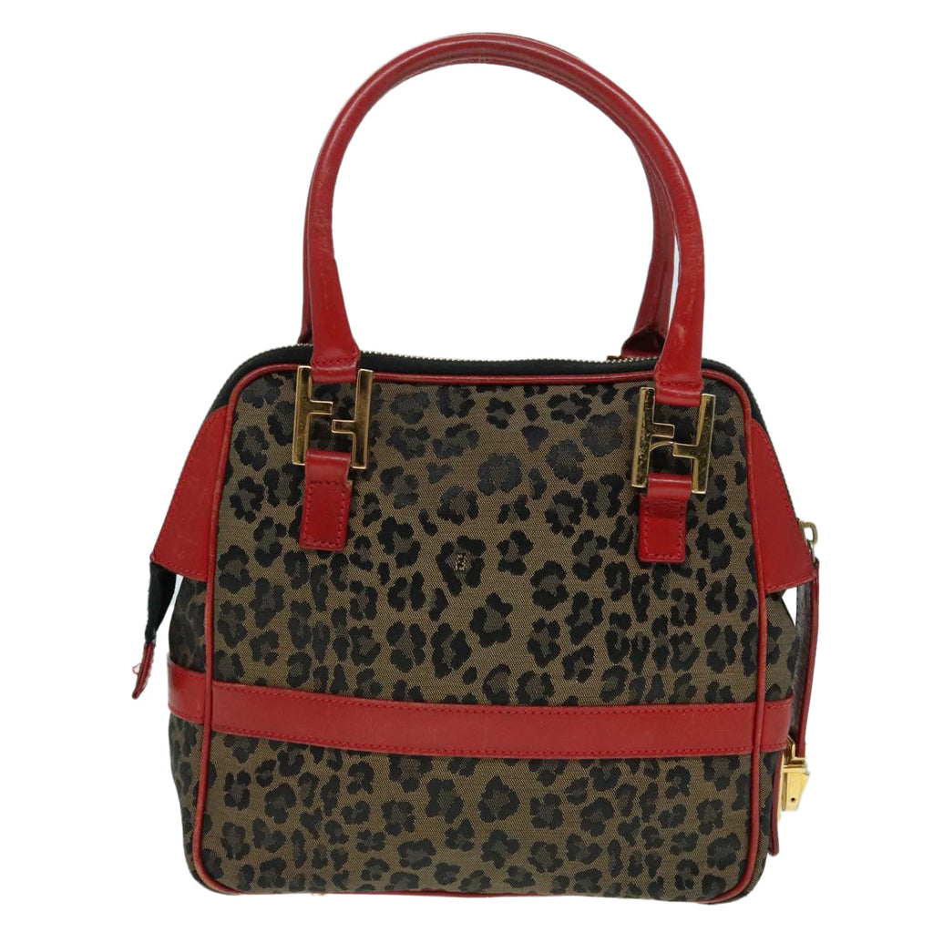 FENDI Hand Bag Canvas 2way Beige Red gold89729