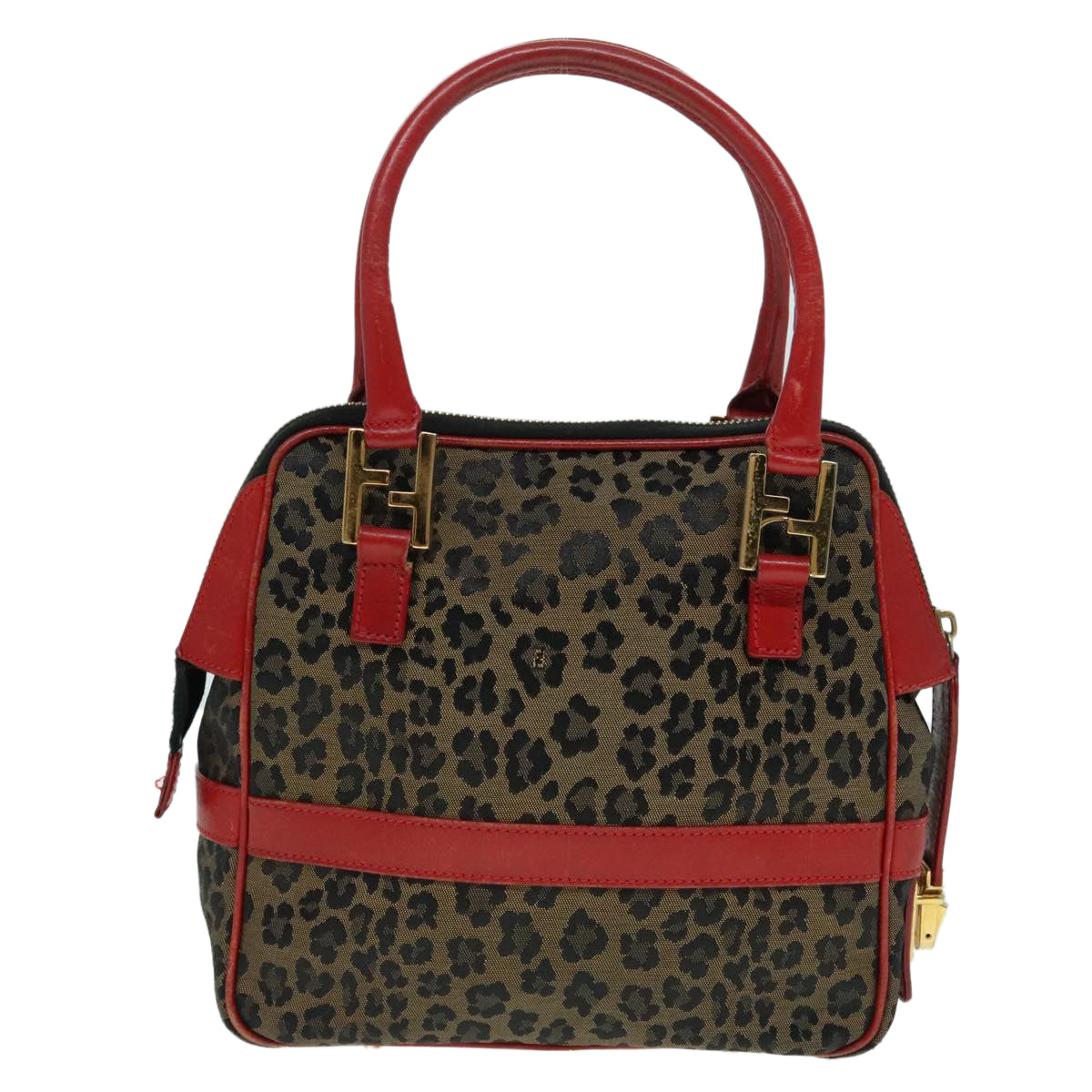FENDI Hand Bag Canvas 2way Beige Red gold89729