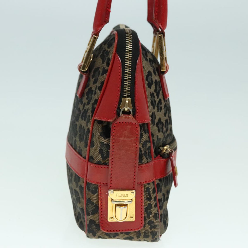 FENDI Hand Bag Canvas 2way Beige Red gold89729