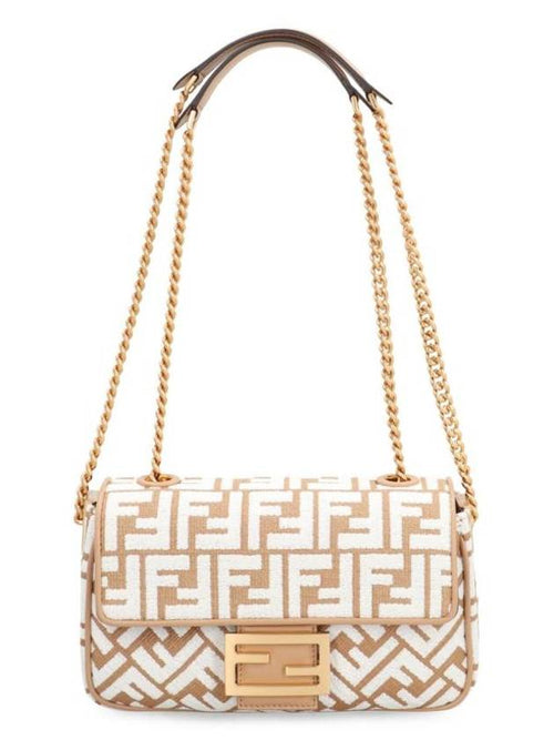 Fendi Baguette Chain Midi Shoulder Bag Brown