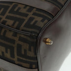 FENDI Zucca Canvas Hand Bag 2way Brown Black gold89813