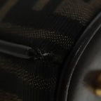 FENDI Zucca Canvas Hand Bag 2way Brown Black gold89813