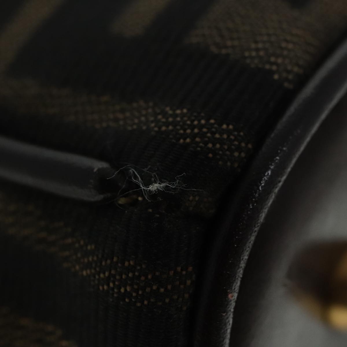 FENDI Zucca Canvas Hand Bag 2way Brown Black gold89813