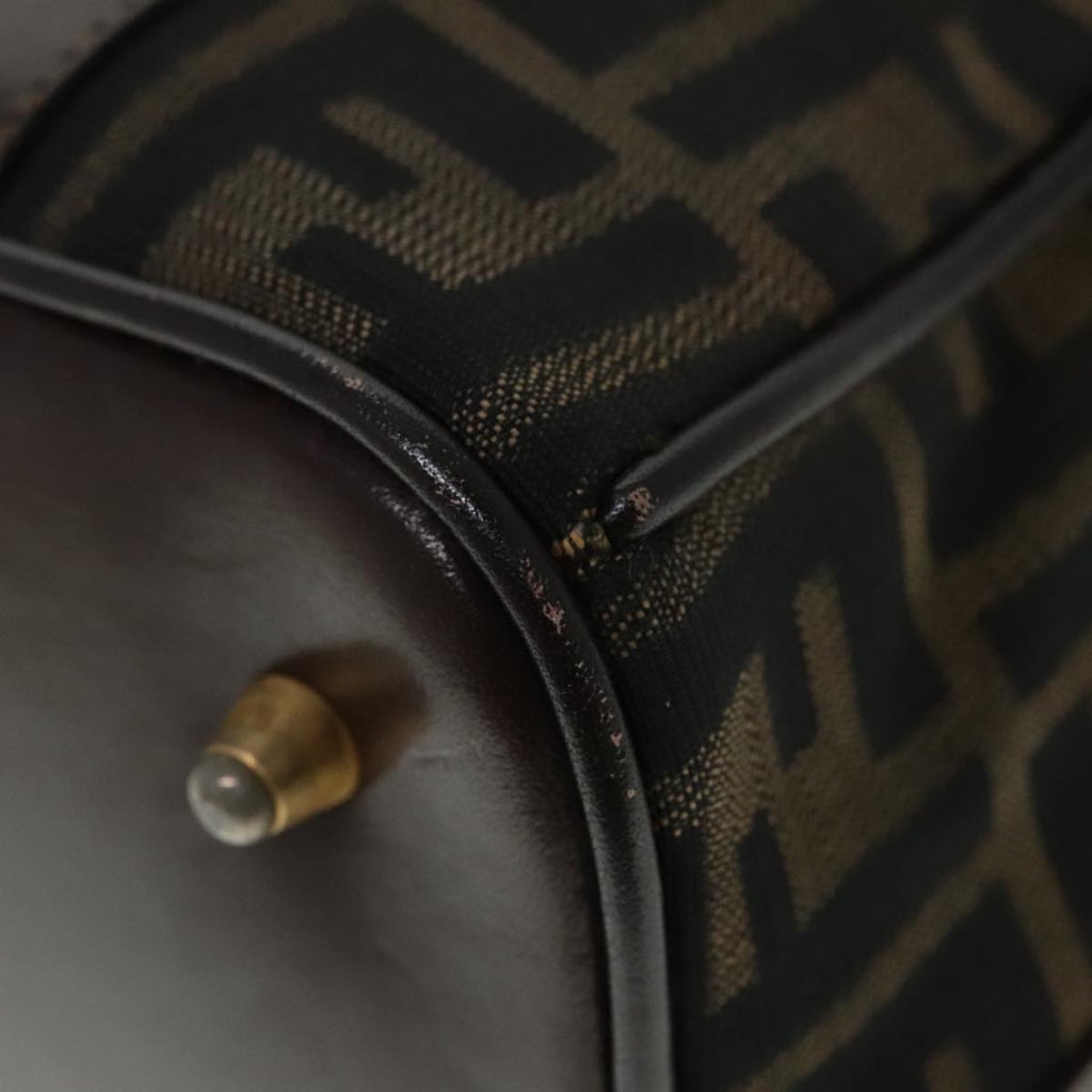 FENDI Zucca Canvas Hand Bag 2way Brown Black gold89813