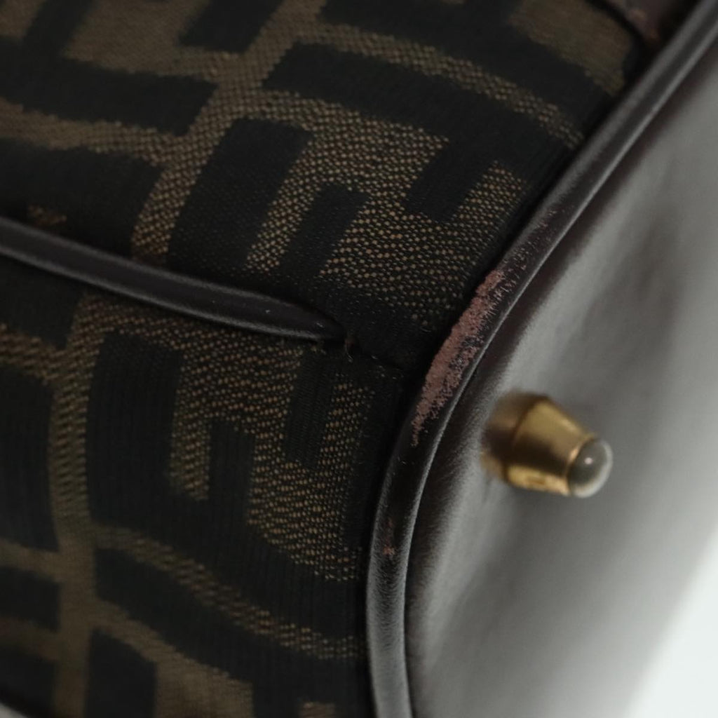 FENDI Zucca Canvas Hand Bag 2way Brown Black gold89813