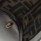 FENDI Zucca Canvas Hand Bag 2way Brown Black gold89813