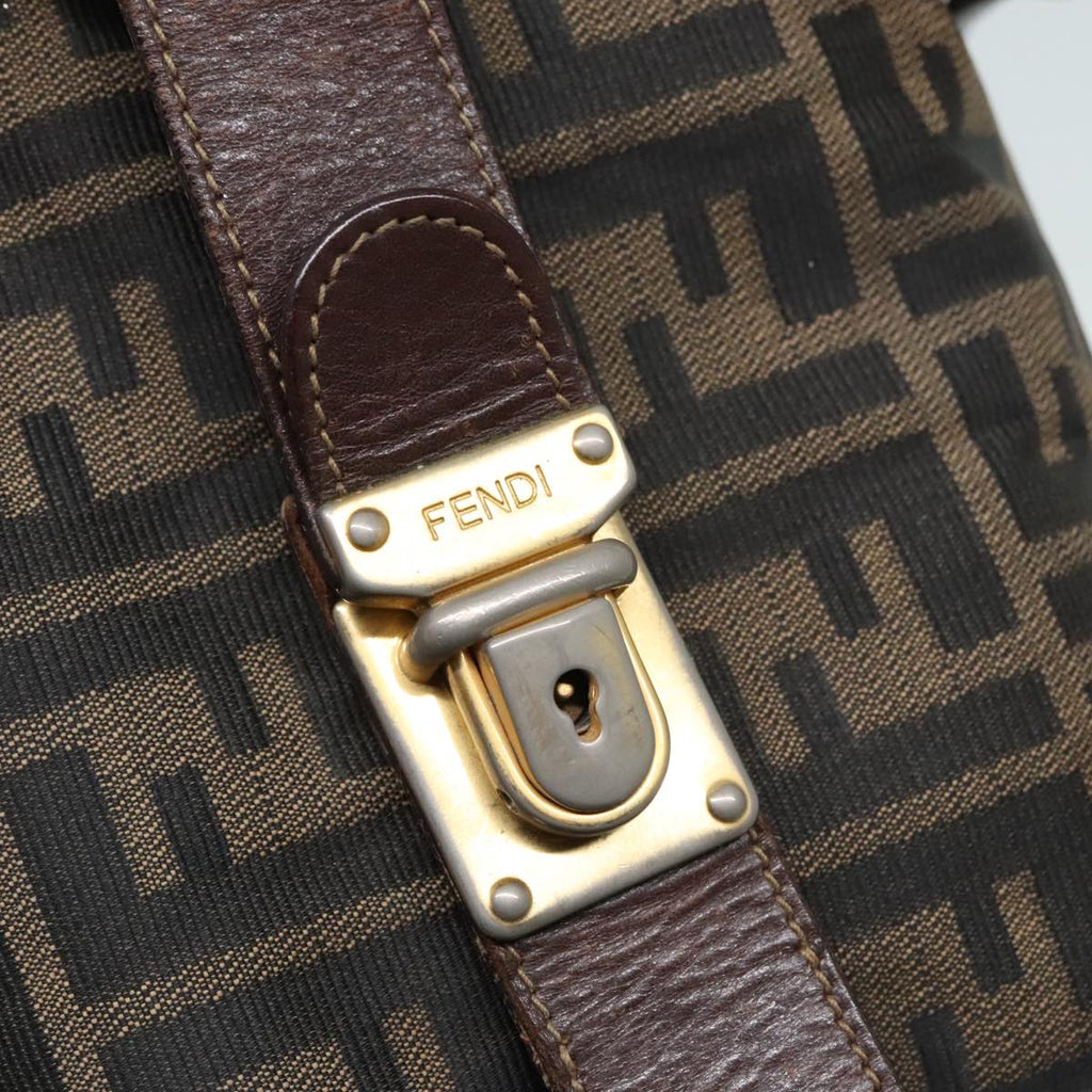 FENDI Zucca Canvas Hand Bag 2way Brown Black gold89813
