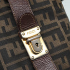 FENDI Zucca Canvas Hand Bag 2way Brown Black gold89813