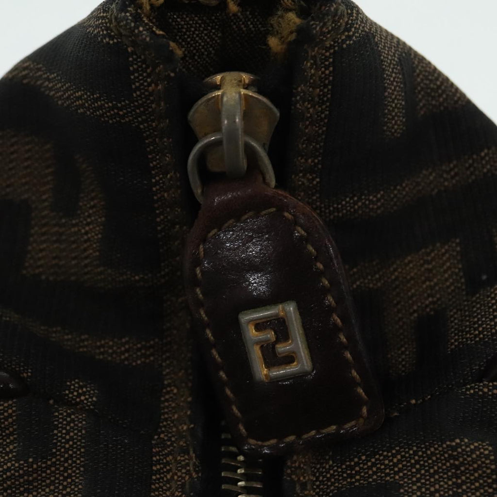 FENDI Zucca Canvas Hand Bag 2way Brown Black gold89813